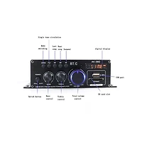 Artudatech 2 Channel 400W Bluetooth HiFi Amplifier with Usb/Sd/Fm & Remote Control
