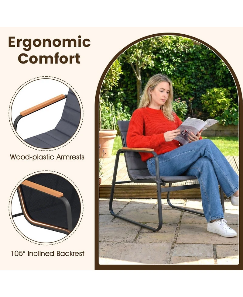 Sugift 3-Piece Fabric Patio Bistro Set with Tempered Glass Side Table