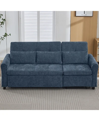 Clihome 2-in-1 Sofa Three-seater Sofa with Sofa Bed and a Reversible Recliner Sofa