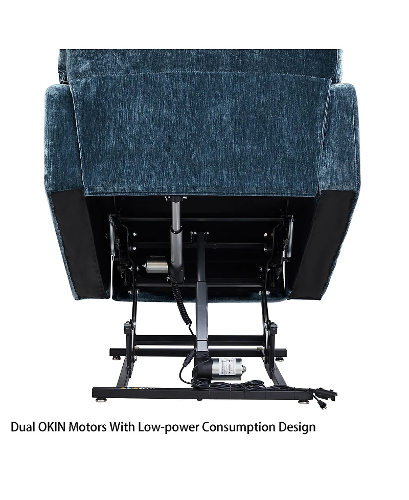 Clihome Dual Motor Power Lift Recliner Chair for Elderly Infinite Position Lay Flat 180degree(s) Recliner with Heat Massage