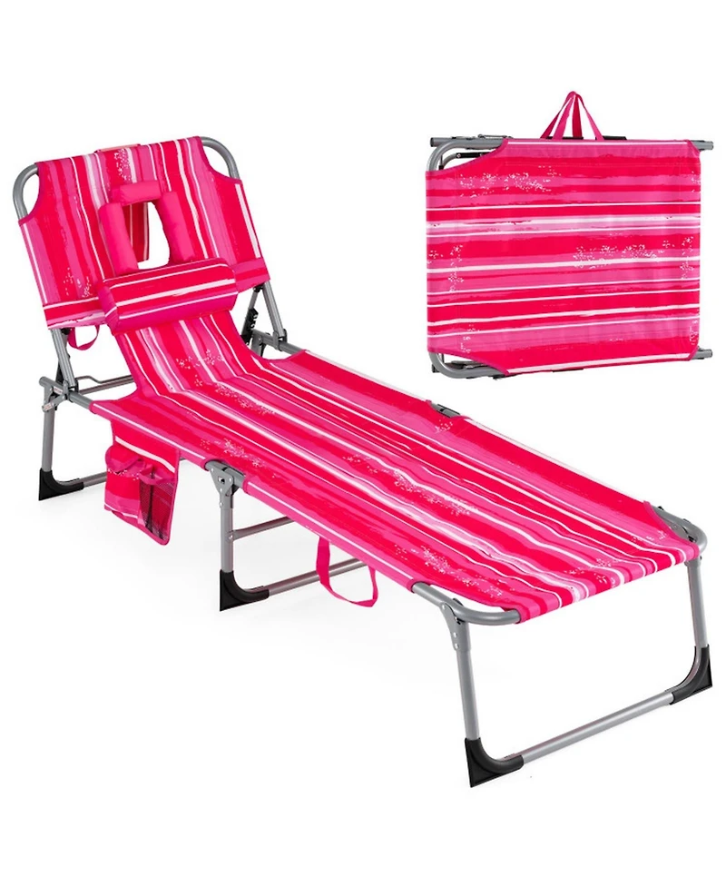 Gouun Tanning Chair with Face and Arm Holes Folding Outdoor Sunbathing Chair
