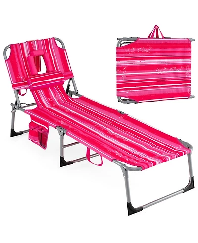 Gouun Tanning Chair with Face and Arm Holes Folding Outdoor Sunbathing Chair