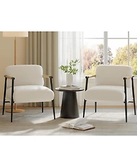 gaomon Set of 2 Modern Accent Chairs - Cozy Reading Chair with Metal Frame, Soft Cushion and Wood Armrest for Bedroom and Living Room