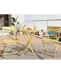 gaomon 3-Piece Folding Patio Bistro Set with Round Table and 2 Chairs, Space-Saving Metal Outdoor/Indoor Furniture for Balcony, Porch