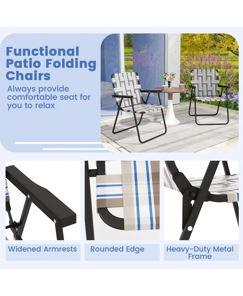 Gouun 4-Piece Folding Beach Chair Set Camping Lawn Webbing Outdoor Chair