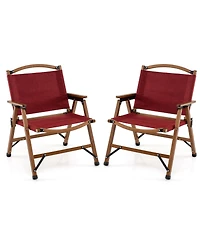 Mecale Lightweight Folding Camping Chair 2-Pack with Bamboo Accents, 330-lb Cap