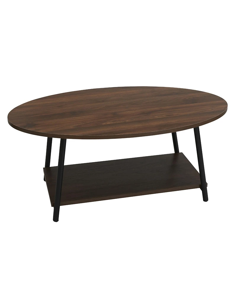 Household Essentials Jamestown Oval Coffee Table with Storage Shelf