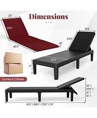 Gouun Outdoor Patio Lounge Chair 3-Position Adjustable Frame with Plush Cushion