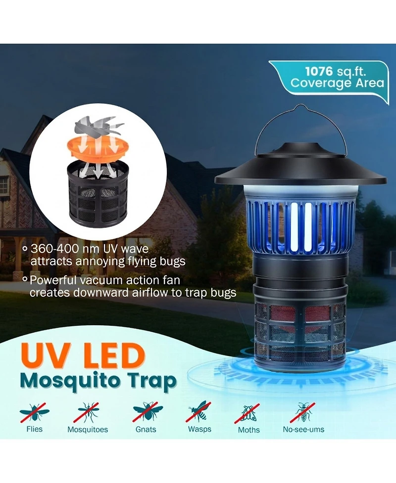 Sugift Rechargeable Electric Fly Trap and Bug Catcher with Uv Light and Suction