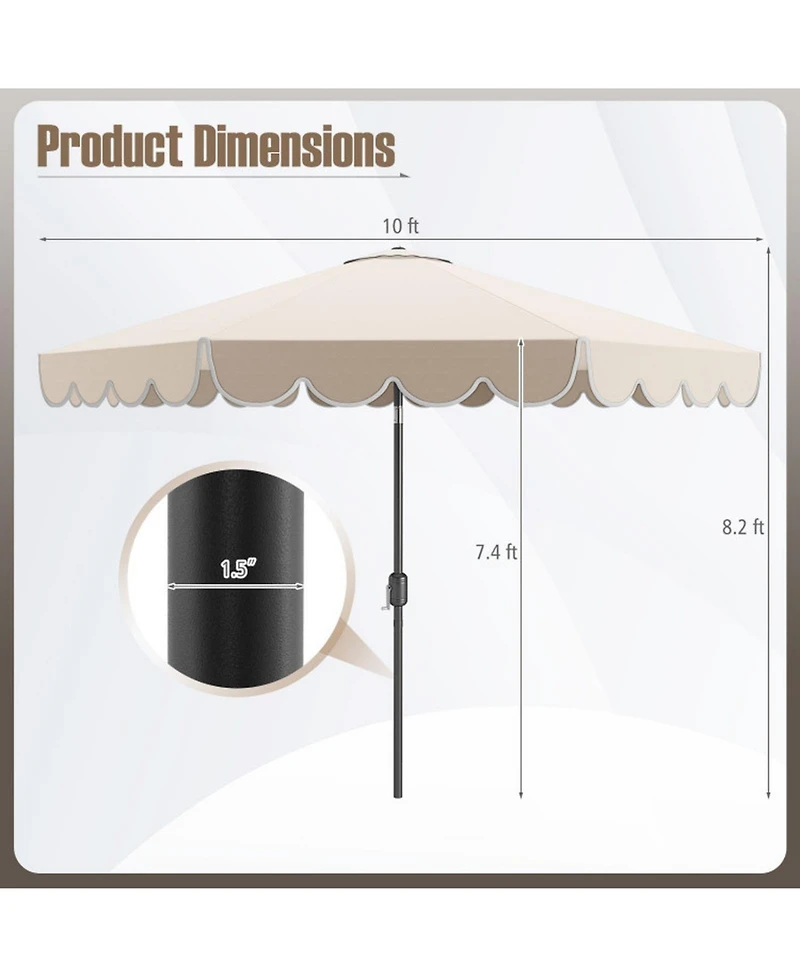 Sugift 10 Feet Patio Umbrella Outdoor Market Umbrella with Crank Tilt Adjustment
