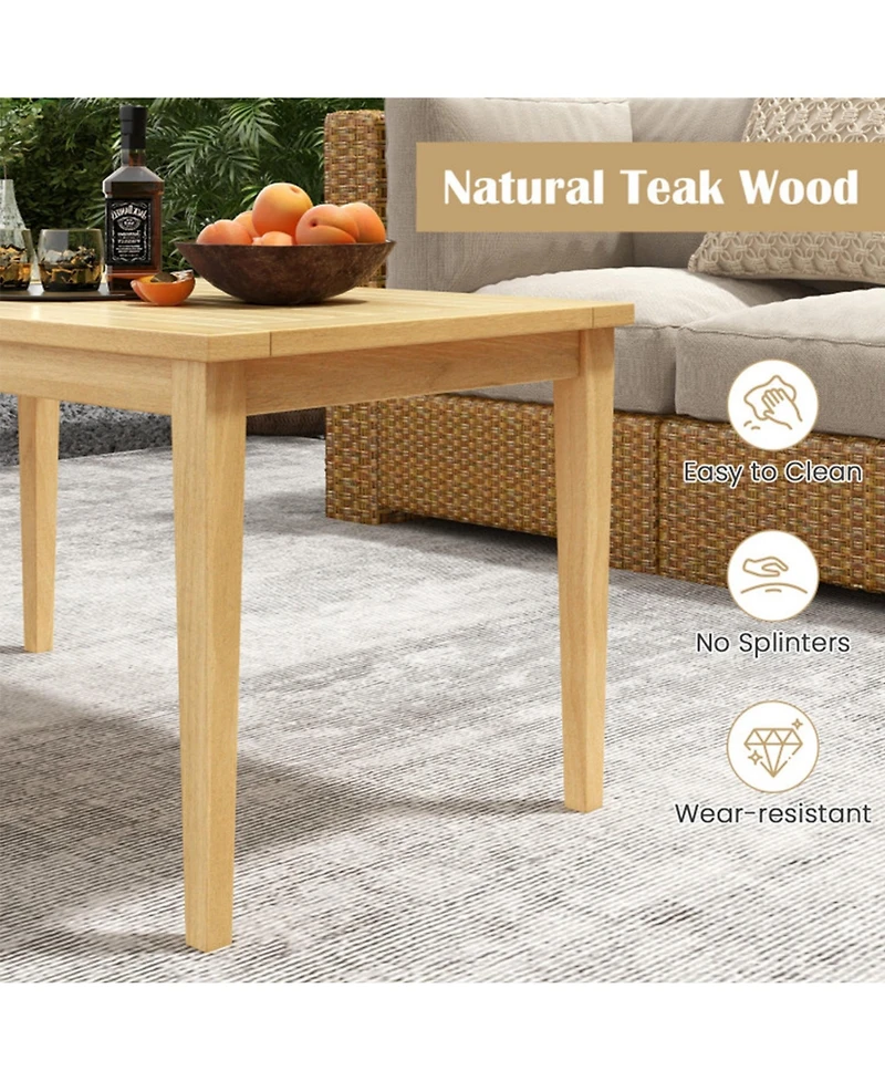 Clihome 20"x35.5" Outdoor Teak Wood Coffee Table with Slatted Top for Balcony