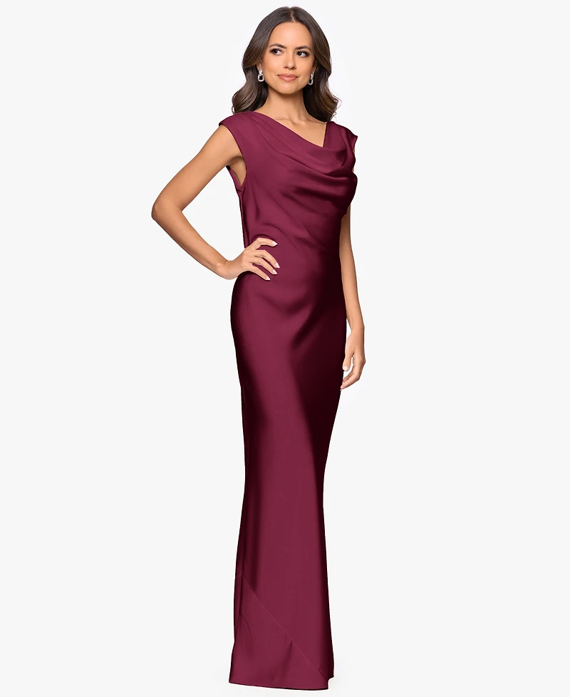 Betsy & Adam Petite Cowl Neck Gown