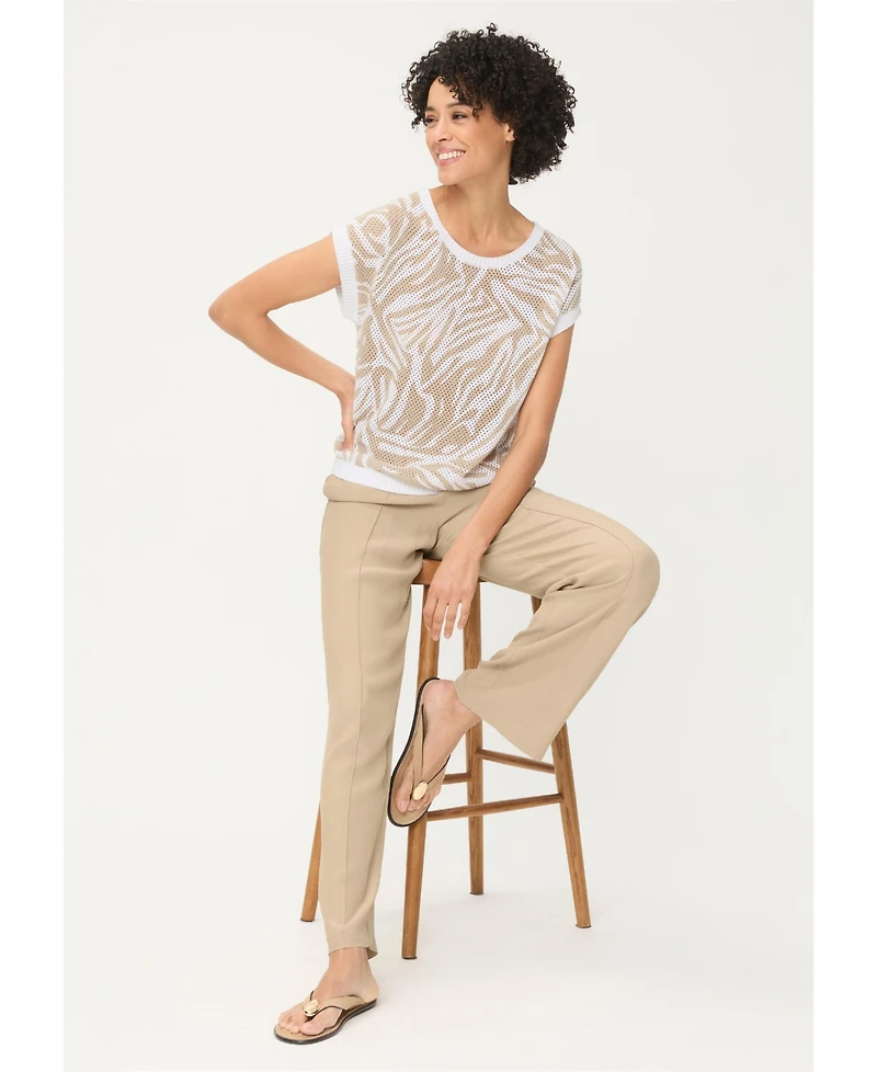 Olsen Women's Ajour Knit Neo Zebra Sweater