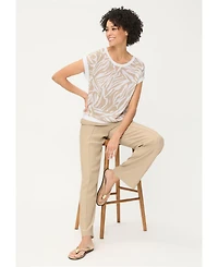 Olsen Women's Ajour Knit Neo Zebra Sweater