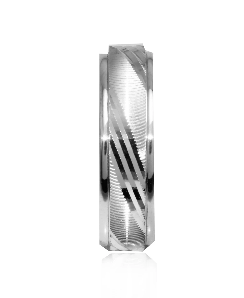 Men's 14k White Gold Ring, Flash Band (Size 6-13)