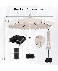 Gouun 9 Feet Outdoor Patio Umbrella with Solar Led Lights and Weighted Base