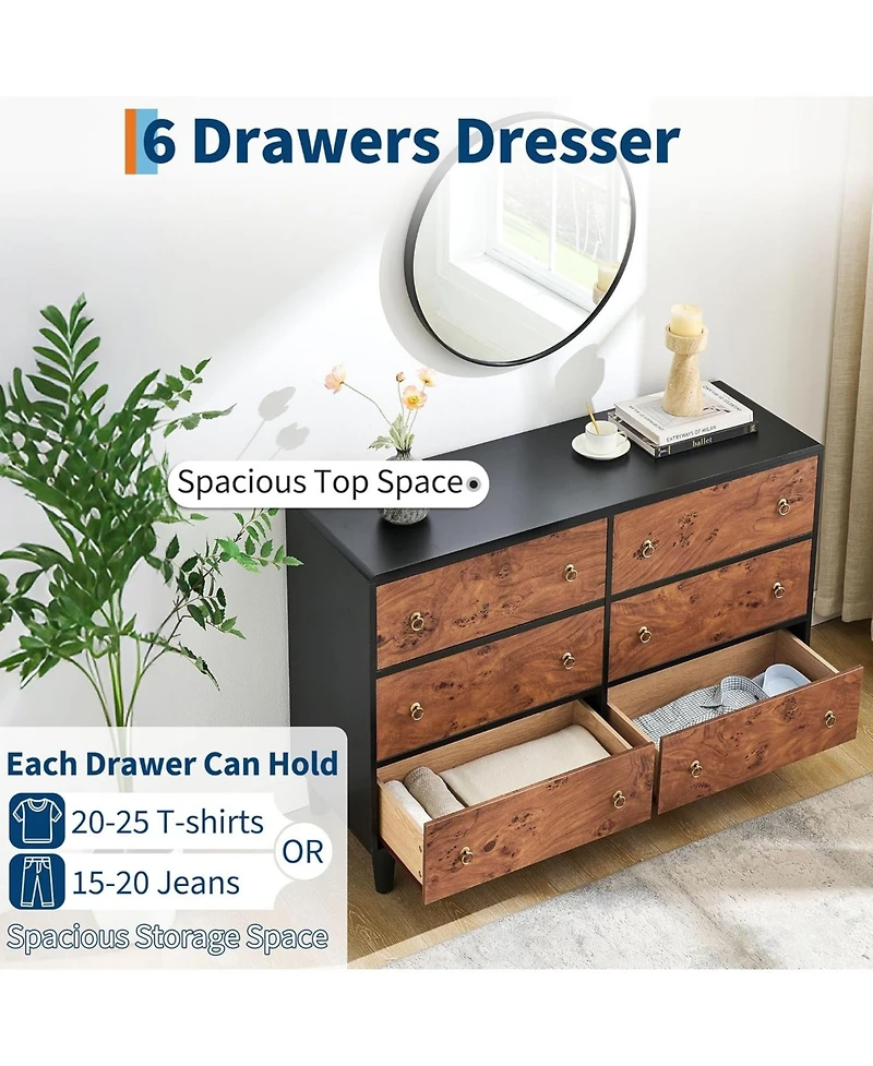 gaomon Dresser for Bedroom with Drawers, Wide Modern Chest of Drawers Metal Handle, Wooden Tv Stand
