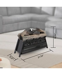 Clihome 23 inch Electric Fireplace 3D Log Set Insert, Infrared Fireplace Heater for Indoor