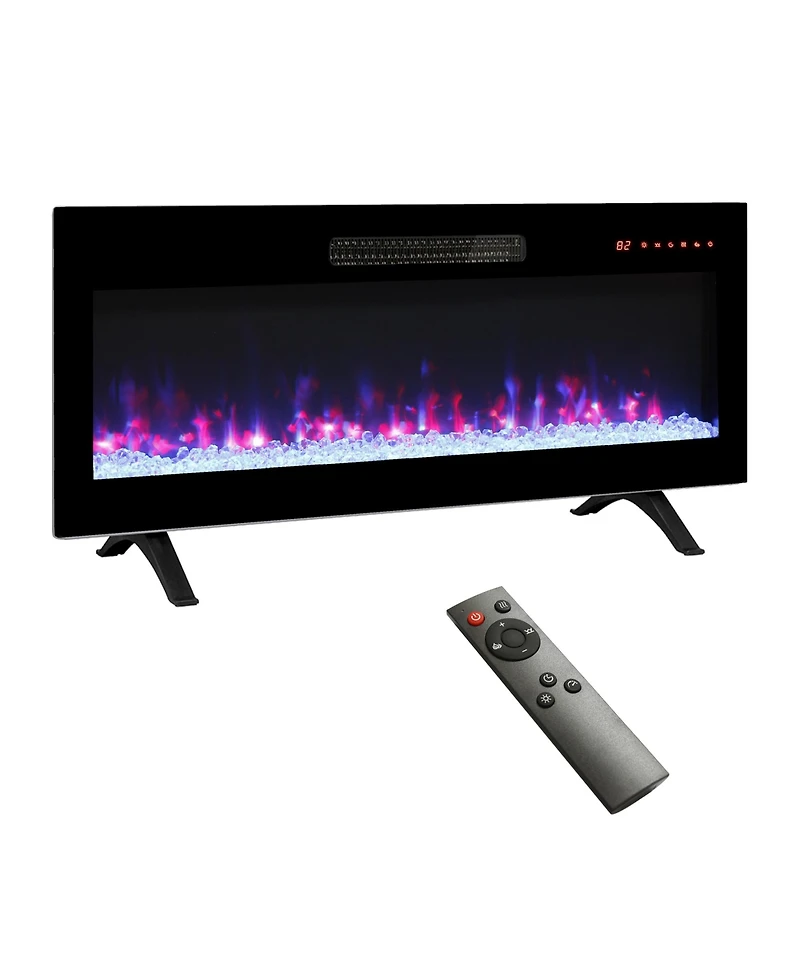 Clihome 36-42 inch Electric Fireplace Heater Recessed Wall-mounted with Rc, Ultra Thin Electric Fireplace