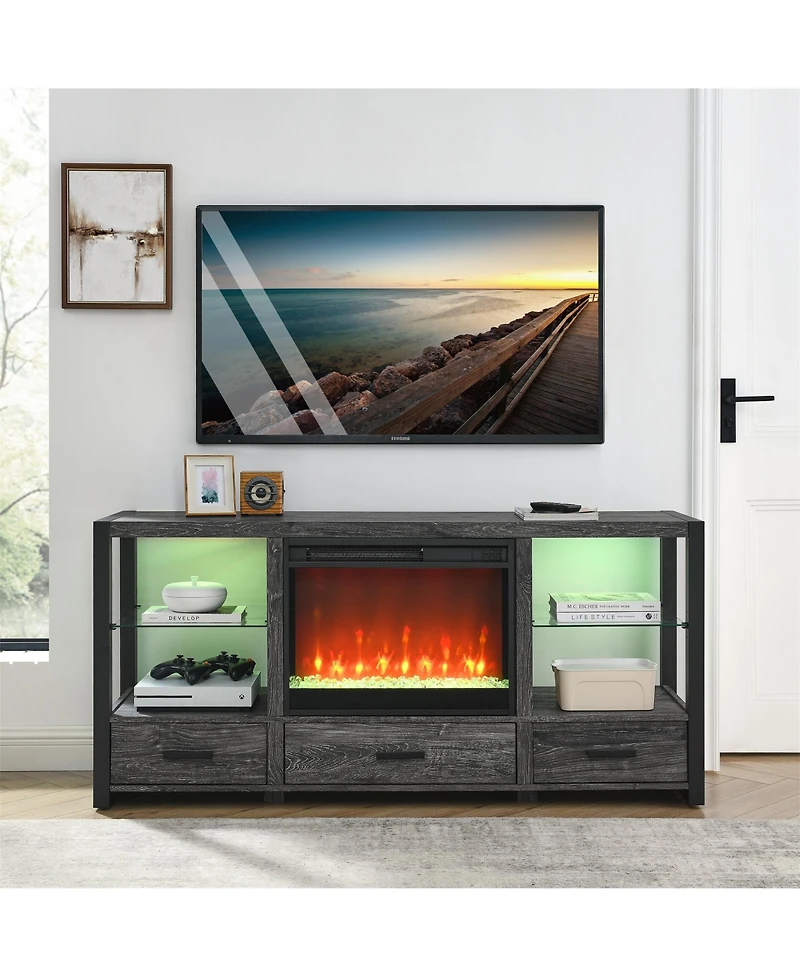 Clihome 23 inch Electric Fireplace, Indoor Heater with Remote Control, with Side Light Electric Fireplace