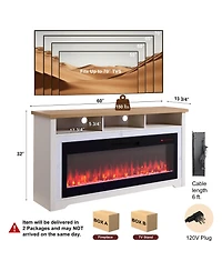 Clihome 60" Fireplace Tv Stand with 50" Smart Electric Fireplace