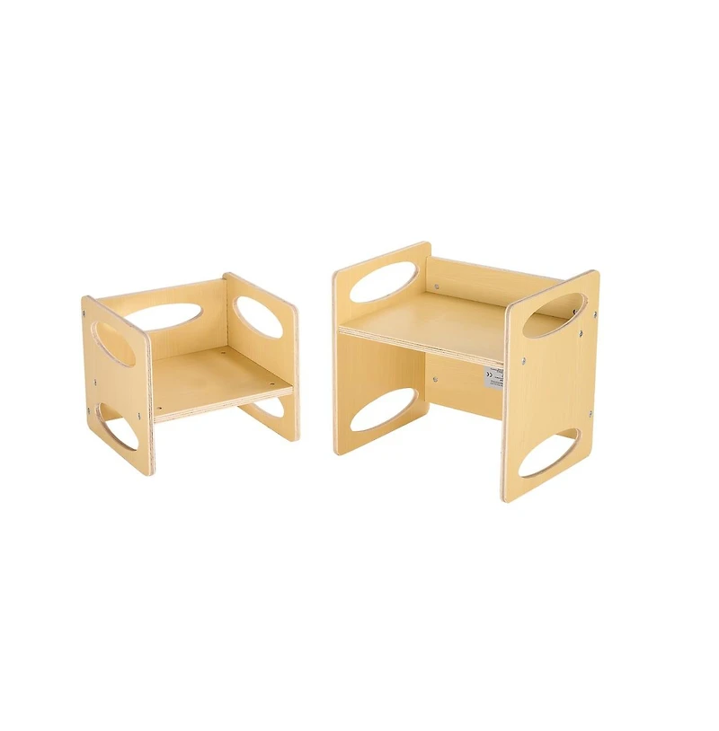 Sugift Montessori Weaning Table and Chair Set, Wooden Toddler Activity Table for Ages 1-5, Adjustable Height Reading Eating Chair