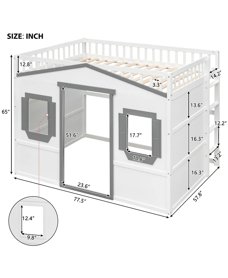 Streamdale Furniture Full Size House Loft Bed With Ladder