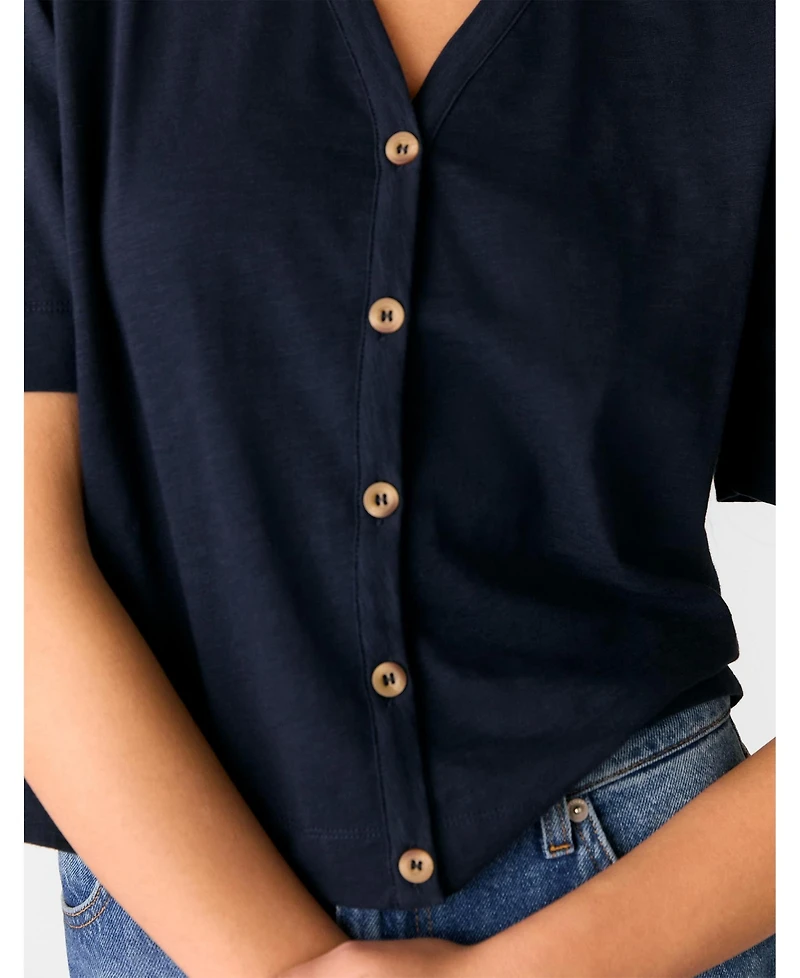 Whistles Women's Ella V-Neck Button Through Top