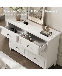 gaomon Dresser for Bedroom, 6 Drawer Wide Dresser Storage Organizer, Modern Wooden Chest of Drawers with Metal Handles for Hallway, Entryway