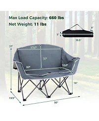 Sugift Portable Oversized Camping Loveseat Chair with Armrests and Cup Holders