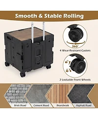 Mecale Foldable Utility Cart on 4 Rotating Wheels with Cup Holder, 75-l Capacity