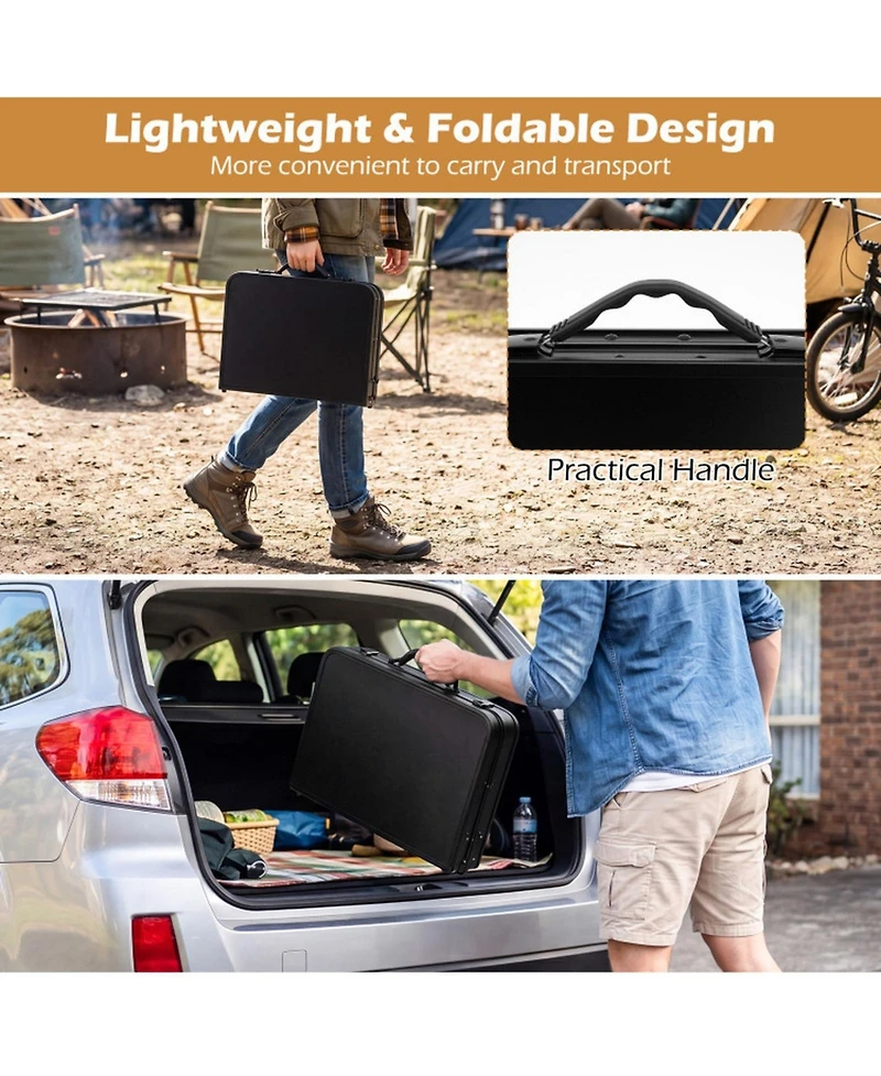 Sugift 3-Height Folding Camping Table with Large Storage Net and Handle