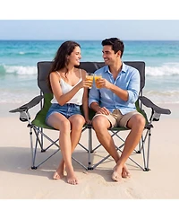 Sugift Double Camping Chair with Carry Bag and Cup Holders