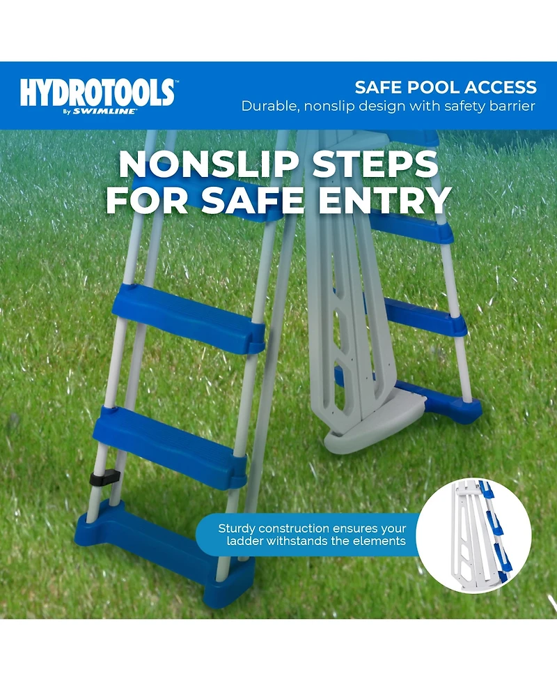 Swimline A-Frame Above Ground Pool Ladder with Barrier for 48" to 52" Pool Height