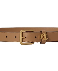 Lauren Ralph Logo Keeper Leather Skinny Belt