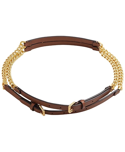 Lauren Ralph Leather Trim Stacked Chain Belt