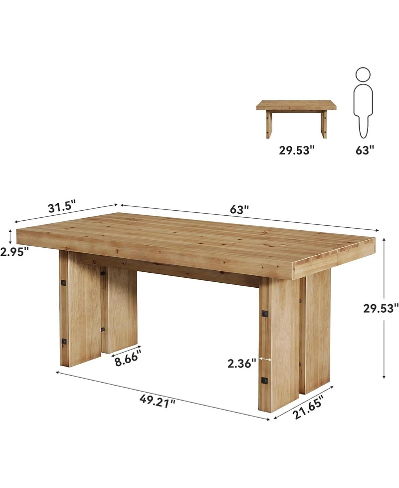 Tribesigns Executive Desk, Solid Wood Computer Desk with Large Tabletop, Farmhouse Writing Conference Table Workstation for Home Office
