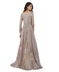 Lara Women's Long Sleeves Beaded Ballgown