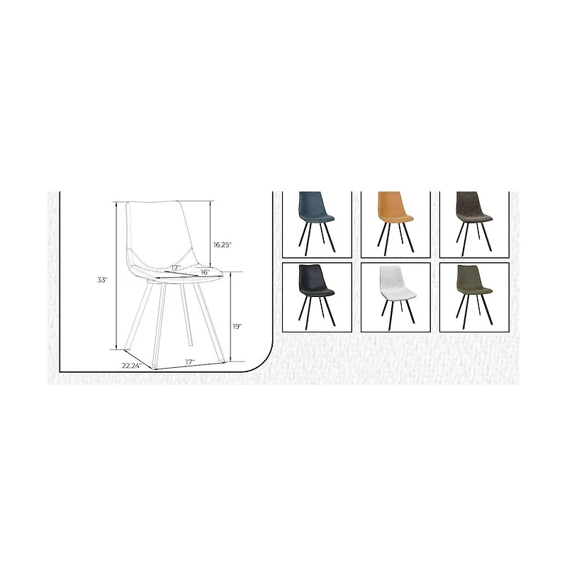 LeisureMod Markley Modern Leather Dining Chair With Metal Legs
