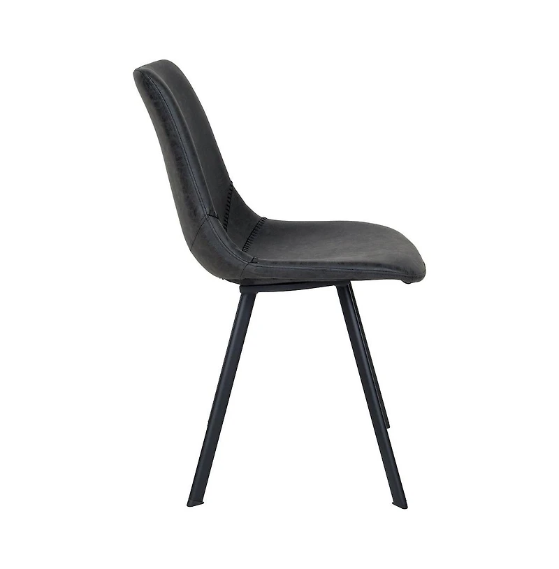 LeisureMod Markley Modern Leather Dining Chair With Metal Legs Set of 2