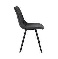 LeisureMod Markley Modern Leather Dining Chair With Metal Legs Set of 2
