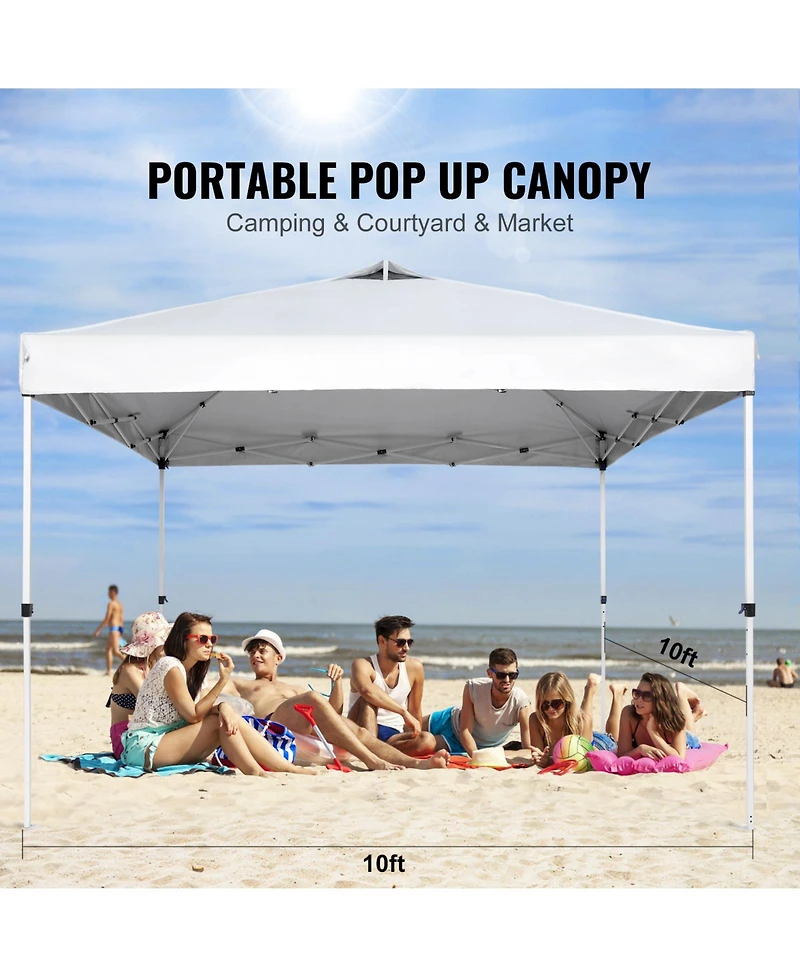 Vevor Pop Up Canopy Party Tent 10 x 10 ft with Portable Bag for Camping White