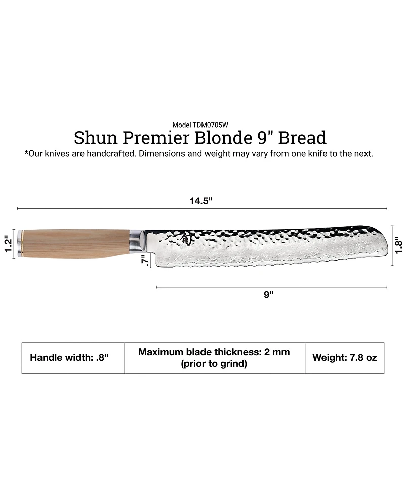 Shun Stainless Steel Premier Blonde 9" Bread Knife