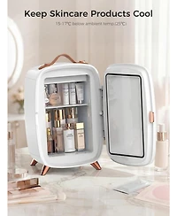 Cowsar 6L Mini Fridge with Led Mirror for Cosmetics
