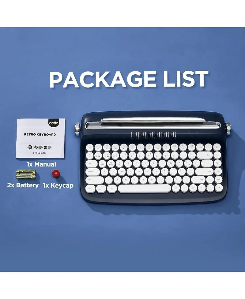 Lamicall Actto B503 Retro Typewriter Bluetooth Keyboard