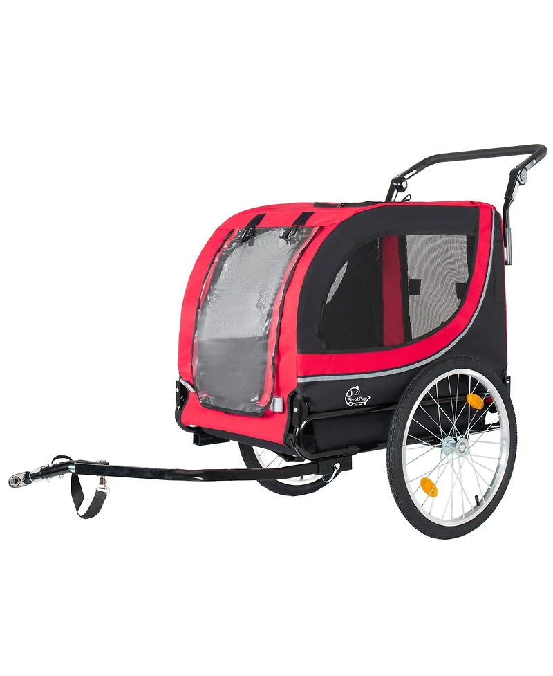 Streamdale Furniture 2-in-1 Foldable Pet Bike Trailer and Stroller for Dogs up to 100lbs