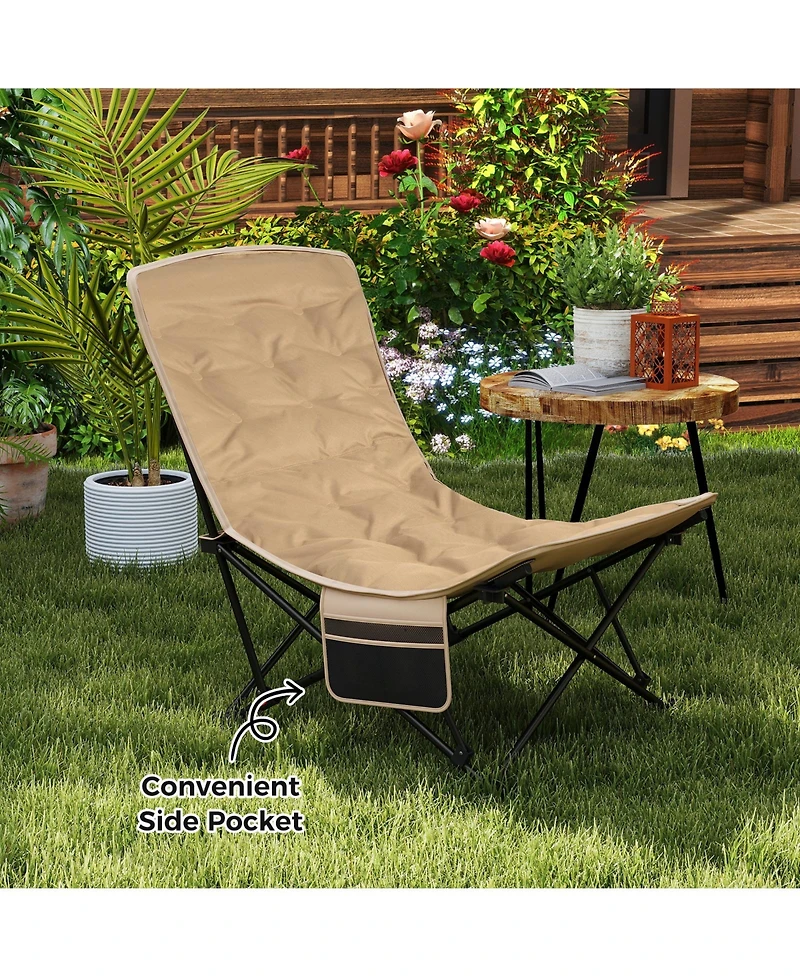 Mecale Adult Folding Camping Chair with Adjustable Backrest, 500-lb Capacity