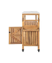 Streamdale Furniture Outdoor Patio Acacia Wood Bar Cart Finish Set of 1