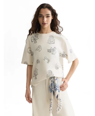 Scotch & Soda Women's Scotch and Soda Embroidered Loose-Fit T-Shirt