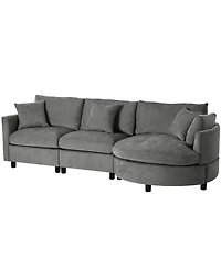 Streamdale Furniture 107'' 3-Piece Chenille Sectional Sofa with Curved Chaise and 3 Pillows